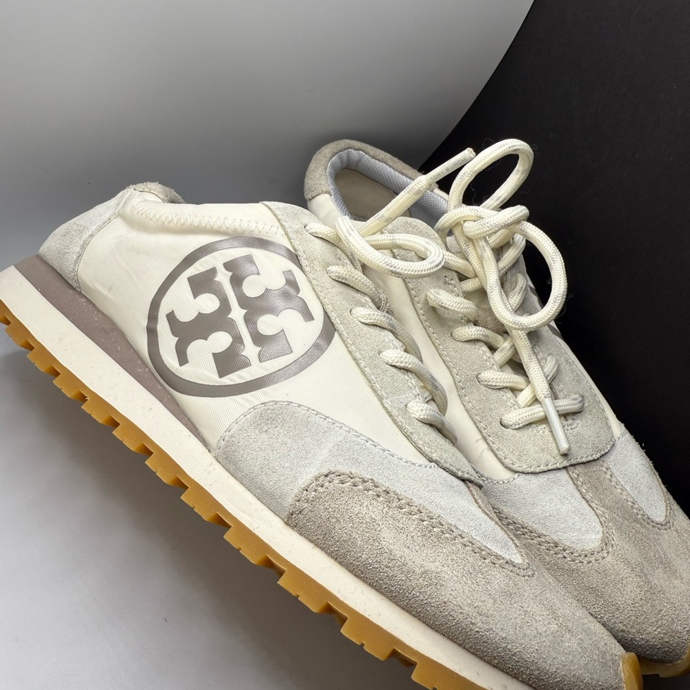 Tory Burch White and Gray Sneakers